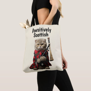 Scottish Fold Cat met doedelzak Tote Bag