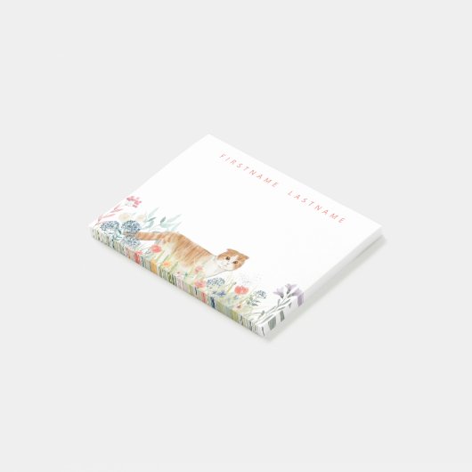 Scottish Fold Cat | Monogram Floral Post-it® Notes (Schuin)