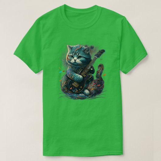 Scottish Fold Cat Palling Electric Guitar Rock 2 T-shirt (Design voorkant)