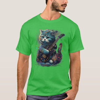 Scottish Fold Cat Palling Electric Guitar Rock 2 T-shirt