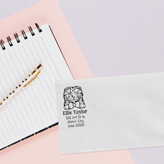 Scottish Fold Cat Retouradres Pet Rubberstempel