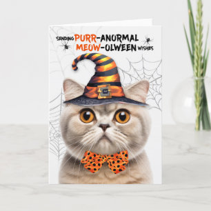Scottish Fold Cream Cat PURRanormale MEOWolween Feestdagen Kaart