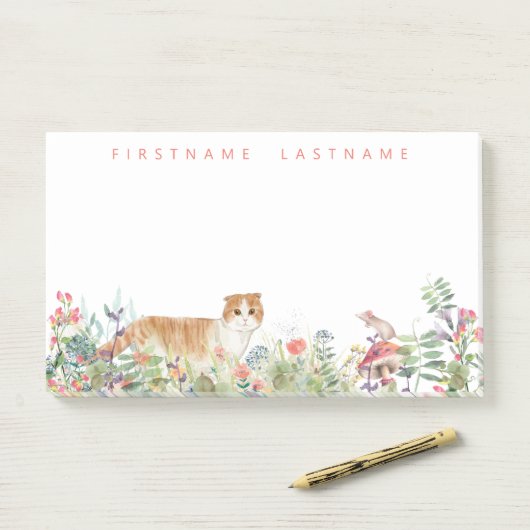 Scottish Fold Flower Garden | Gepersonaliseerd Post-it® Notes (Op bureau)