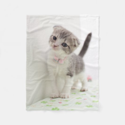 Scottish Fold Kitten Fleece Deken (Voorkant)