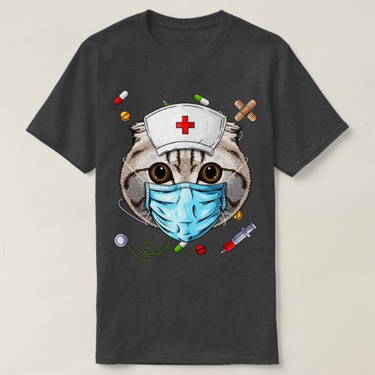 Scottish Fold Nurse RN Funny ER Nursing School Gra T-shirt (Design voorkant)