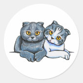 Scottish Fold Pair Ronde Sticker (Voorkant)