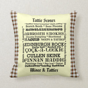 Scottish Food Menu Tartan Cushion Kussen