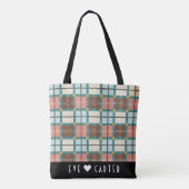 Scottish Geïnspireerde Fair Isle Tartan Canvas tas (Achterkant)