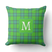Scottish green &blue Plaid monogram