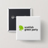 Scottish Green Party Logo Vierkante Button 5,1 Cm (Voorkant /achterkant)