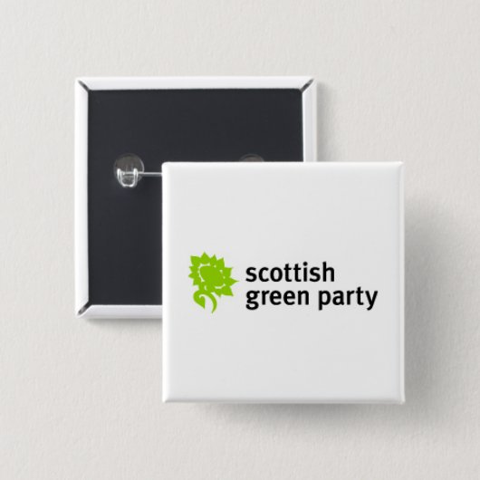 Scottish Green Party Logo Vierkante Button 5,1 Cm (Voorkant /achterkant)