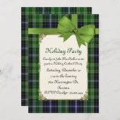 Scottish Green Tartan Pset Custom Holiday Party Kaart (Voorkant / Achterkant)