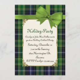 Scottish Green Tartan Pset Custom Holiday Party Kaart