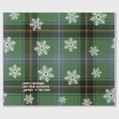 Scottish Green Tartan Snowflake Personalized Xmas Cadeaupapier (Vlak)