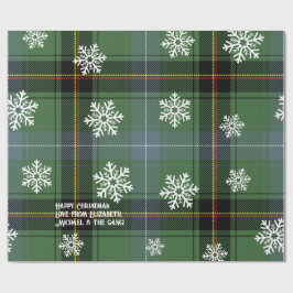 Scottish Green Tartan Snowflake Personalized Xmas Cadeaupapier