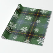 Scottish Green Tartan Snowflake Personalized Xmas Cadeaupapier (Uitgerold)