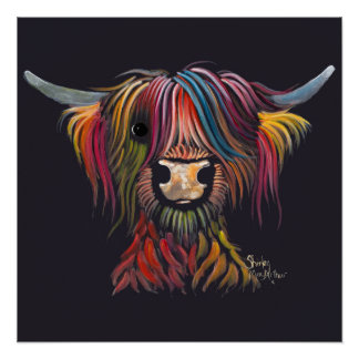 Scottish Hairy Highland Koe "OLIVER" Poster