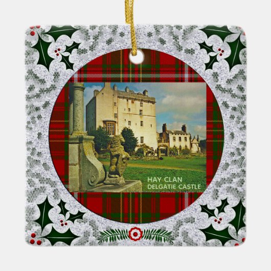 Scottish Hay Clan Tartans Castles Ceramic Ornament (Voorkant)