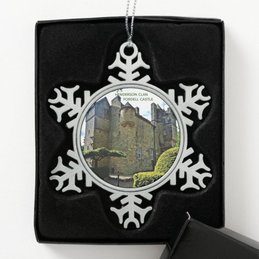 Scottish Henderson Clan's Fordell Castle Tin Sneeuwvlok Ornament (Kistje)
