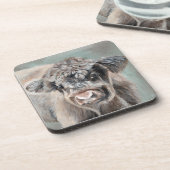 Scottish Highland Calf on Green Bier Onderzetter (Linkerzijde)