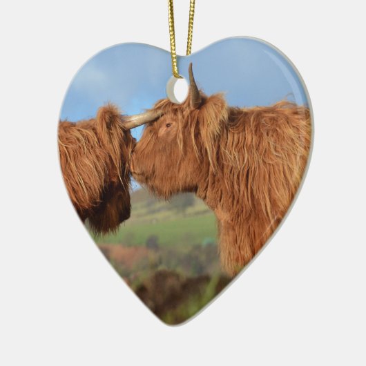 Scottish Highland Cattle Keramisch Ornament (Links)