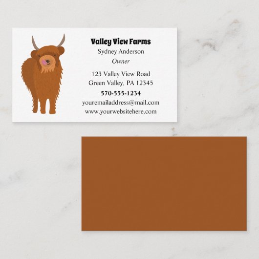 Scottish Highland Cattle Koe Graphic Custom Visitekaartje (Voorkant / Achterkant)