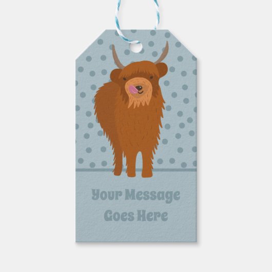 Scottish Highland Cattle Koe Graphic Personalized Cadeaulabel (Voorkant)
