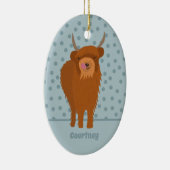 Scottish Highland Cattle Koe Graphic Personalized Keramisch Ornament (Rechts)