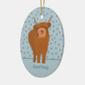 Scottish Highland Cattle Koe Graphic Personalized Keramisch Ornament (Links)