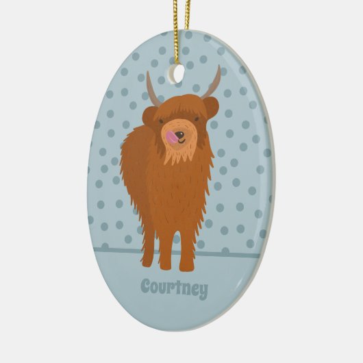 Scottish Highland Cattle Koe Graphic Personalized Keramisch Ornament (Links)