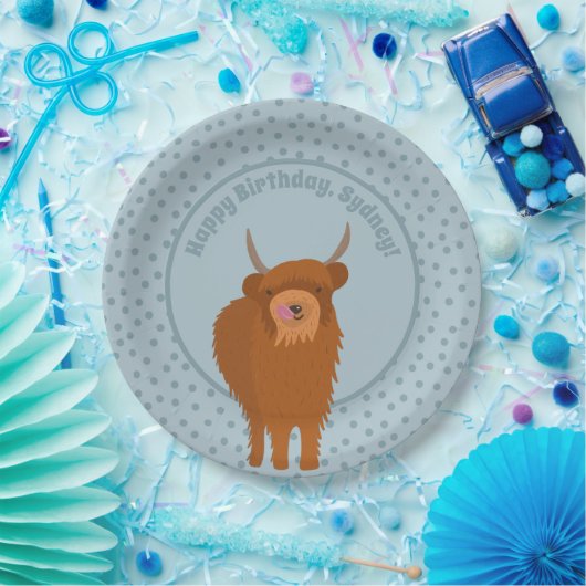 Scottish Highland Cattle Koe Graphic Personalized Papieren Bordje (Feest)