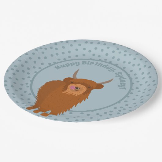 Scottish Highland Cattle Koe Graphic Personalized Papieren Bordje (Gekanteld)