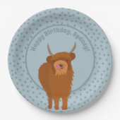 Scottish Highland Cattle Koe Graphic Personalized Papieren Bordje (Voorkant)