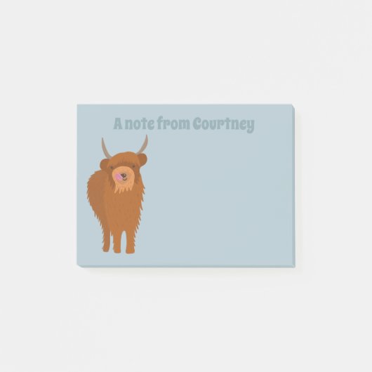 Scottish Highland Cattle Koe Graphic Personalized Post-it® Notes (Voorkant)