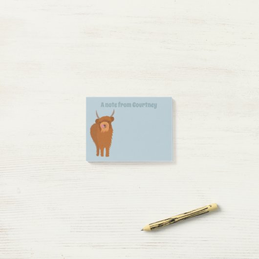 Scottish Highland Cattle Koe Graphic Personalized Post-it® Notes (Op bureau)