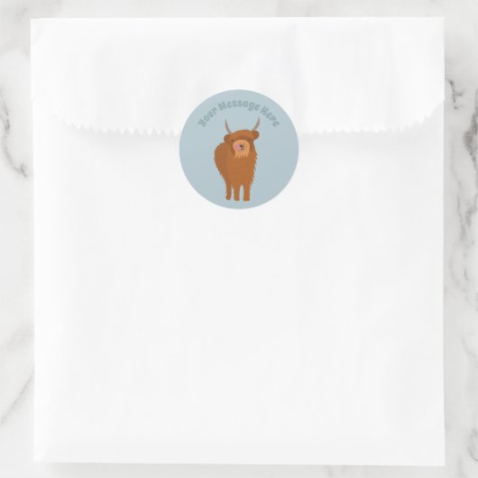 Scottish Highland Cattle Koe Graphic Personalized Ronde Sticker (Tas)