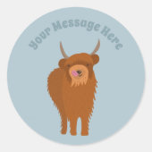 Scottish Highland Cattle Koe Graphic Personalized Ronde Sticker (Voorkant)