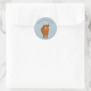 Scottish Highland Cattle Koe Graphic Personalized Ronde Sticker