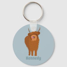 Scottish Highland Cattle Koe Graphic Personalized Sleutelhanger