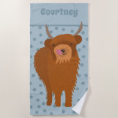 Scottish Highland Cattle Koe Graphic Personalized Strandlaken (Voorkant)