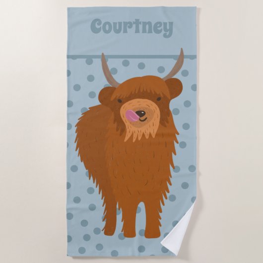 Scottish Highland Cattle Koe Graphic Personalized Strandlaken (Voorkant)