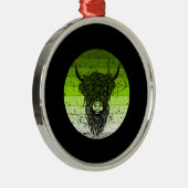 Scottish Highland Cattle Retro Metalen Ornament (Rechts)