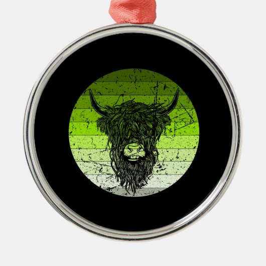Scottish Highland Cattle Retro Metalen Ornament (Voorkant)