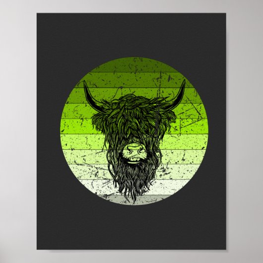 Scottish Highland Cattle Retro Poster (Voorkant)