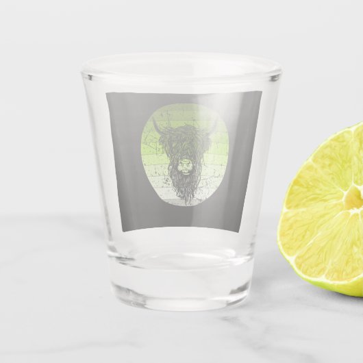 Scottish Highland Cattle Retro Shot Glas (Achterkant)