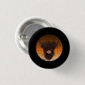 Scottish Highland Cattle Ronde Button 3,2 Cm (Voorkant /achterkant)