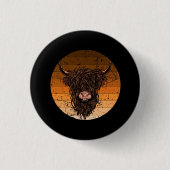 Scottish Highland Cattle Ronde Button 3,2 Cm (Voorkant)