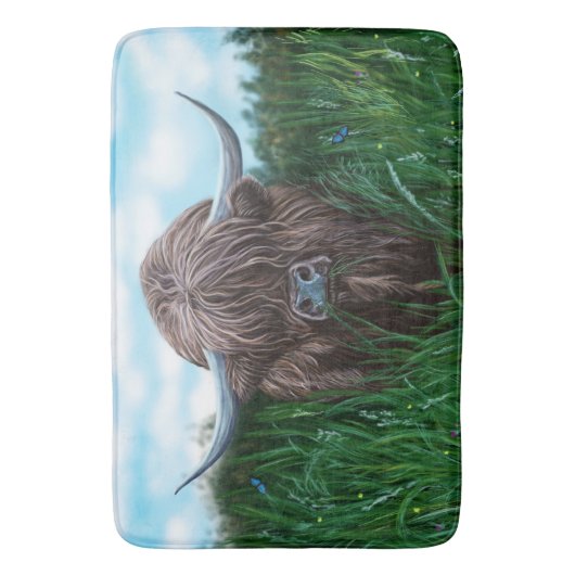 Scottish Highland Cow Badmat (Voorkant Verticaal)