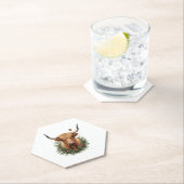 Scottish Highland Cow Cattle Hairy Cow Christmas W Kartonnen Onderzetters (Insitu)