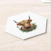 Scottish Highland Cow Cattle Hairy Cow Christmas W Kartonnen Onderzetters (Schuin)